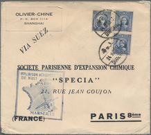 China: 1932/37, SYS 20 C., 25 C. (pair) Tied "SHANGHAI 24.5.39" To Cover To Paris/France, Boxed Air - 1912-1949 República