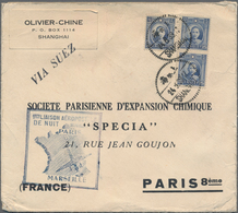 China: 1932/37, SYS 20 C., 25 C. (pair) Tied "SHANGHAI 24.5.39" To Cover To Paris/France, Boxed Air - 1912-1949 Republic