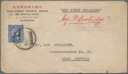 China: 1933 (ca.), Sun Yatsen 25c. Ultramarine Single Use On Company Cover From SHANGHAI To Graz/Aus - 1912-1949 République