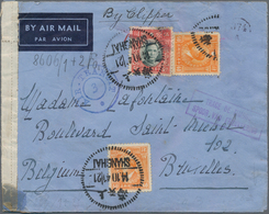 China: 1941, Air Mail Envelope Addressed To Belgium Bearing China SG 480, S5 Green And Scarlet And S - 1912-1949 République