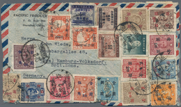 China: 1948/49, Four Covers With Mostly Gold Yuan Surcharges To Germany (2) Or USA (2), Inc. Registr - 1912-1949 República