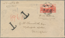 China - Portomarken: 1915, Peking Print 30 C. Blue Horizontal Pair Tied "SHANHGAI 8 8 35" To Reverse - Postage Due