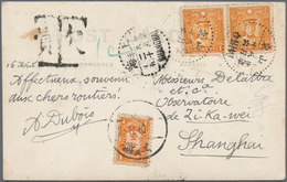 China - Portomarken: 1932, Due 1C. Applied "SHANGHAI 26.8.40" With Martyr 1 C. (pair) Tied Broken Li - Segnatasse