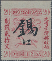 China - Lokalausgaben / Local Post: 1888, Dragon And Horse 20 C. Carmine Rose Imperf. On Top (margin - Otros & Sin Clasificación