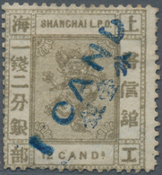 China - Shanghai: 1875, 1 Cand. In Blue On 12 Cds. Grey Brown, Unused No Gum, Bit Thin In Bottom Per - Autres & Non Classés