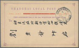 China - Shanghai: 1893, Stationery Card "ONE CENT." In Red On Subscribers Card Violet Canc. "SHANGHA - Other & Unclassified