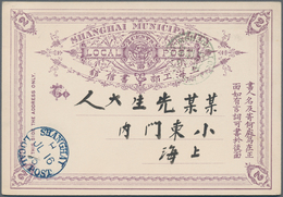 China - Shanghai: 1893, Card 2 C. Violet Canc. Bilingual Green "LOCAL POST FOOCHOW" W. Blue Arrival - Altri & Non Classificati