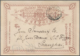 China - Shanghai: 1894, Stationery Card 1 Ca. Brown Canc. "SHANGHAI LOCAL POST JA 16 97" W. Address - Other & Unclassified