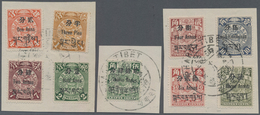 China - Provinzausgaben - Chinesische Post In Tibet (1911): 1911, 3 P./1 C. To 12 A./50 C. Tied Larg - Xinjiang 1915-49