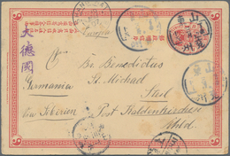 China - Ganzsachen: 1897/98, Two Stationery Cards And One Ppc With Uprates Removed Inc. Lunar Dater - Ansichtskarten
