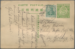 China - Ganzsachen: 1908, Card Square Dragon 1 C. Used As Form W. Germany 5 Pf. Applied Tied "Imp. G - Ansichtskarten