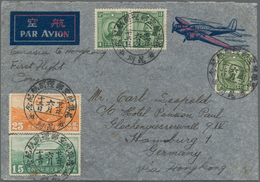 China - Flugpost: 1937, FFC Eurasia Kunming To Hong Kong: Great Wall Airmails 15 C., 25 C. And SYS 2 - Sonstige & Ohne Zuordnung