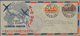 China - Flugpost: 1939, FFC CNAC Chungking-Rangoon/Burma: Great Wall Airmails 25 C., 50 C. Tied Comm - Altri & Non Classificati