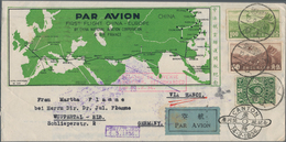 China - Flugpost: 1936, CNAC+Air France FFC: Official Pictorial Envelope Franked Total $1.55 Tied "S - Andere & Zonder Classificatie