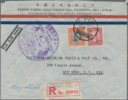 China - Flugpost: 1947, FFC CNAC To USA W. Large Violet "CHINA-USA DIRECT AIR MAIL SHANGHAI 6.10.47" - Altri & Non Classificati