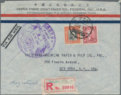 China - Flugpost: 1947, FFC CNAC To USA W. Large Violet "CHINA-USA DIRECT AIR MAIL SHANGHAI 6.10.47" - Other & Unclassified