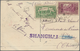 China - Incoming Mail: 1938, Algeria, 10 C., 25 C. Tied Duplex "ALGER 22-8 38" To Ppc (Alger, Place - Other & Unclassified