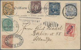 China - Incoming Mail: 1901, 6-country Card (ppc "new Tsingtau Whole View") With Frankings Of China - Altri & Non Classificati