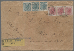 China - Fremde Postanstalten / Foreign Offices: Austria, 1907, 5 H. Green Strip-3 And 10 H. Red (3) - Autres & Non Classés