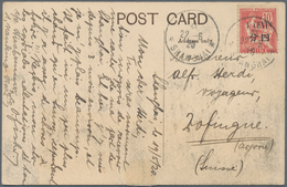 China - Fremde Postanstalten / Foreign Offices: France, 1907/12, 4 C./10 C., A Block Of Five Tied "T - Autres & Non Classés