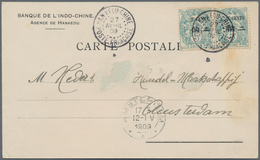 China - Fremde Postanstalten / Foreign Offices: France, 1909, 2 C./5 Cts, A Horizontal Pair Tied "HA - Autres & Non Classés