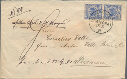 China - Fremde Postanstalten / Foreign Offices: Germany, 1892, Crown/eagle 20 Pf. Vertical Pair Tied - Autres & Non Classés