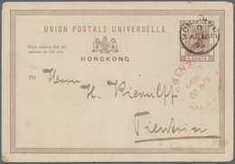 China - Besonderheiten: 1895, Red "C(USTO)MS TIENTSIN APR 20 1895" On Incoming Card Hong Kong QV 4 C - Otros & Sin Clasificación