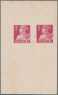 China - Volksrepublik: 1955, Vocational Series, 4 F. Soldier, Imperforated Proof Pair In Red On Piec - Briefe U. Dokumente