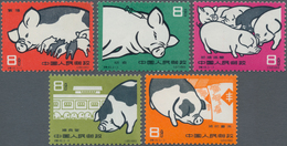 China - Volksrepublik: 1960, Pig-breeding (S40), Complete Set Of 5, MNH, With Slight Creases, Partly - Lettres & Documents