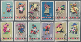 China - Volksrepublik: 1963, Children, 2 Complete Sets Of 12, CTO Used (Michel €440). - Covers & Documents