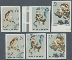 China - Volksrepublik: 1963, Snub-nose Monkeys Imperforate (S60), 2 Complete Sets Of 3, MNH And Used - Lettres & Documents