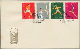 China - Volksrepublik: 1965, 2nd National Games (C116), Complete Set Of 11 On 3 FDCs, Tied By Commem - Cartas & Documentos