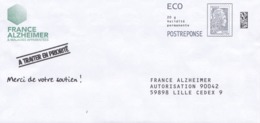 Entiers Postaux : Enveloppe Réponse Type L'Engagée Yzeult Catelin ECO Datamatrix France Alzheimer 212490 ** - PAP: Ristampa/Marianne L'Engagée