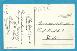 Kaart Met Omkaderde Naamstempel ANDENNE Met Stempel PAYE (noodstempels) - Fortune Cancels (1919)