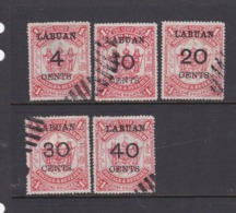 Malaysia-Labuan Scott 58-62 1895 Overprinted On $ 1.00,used - Maleisië (1964-...)
