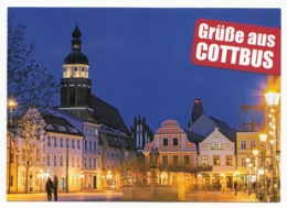 Cottbus - Abendlicher Altmarkt Mit Nikolaikirche (1) - Cottbus