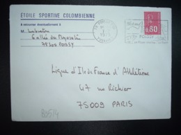 LETTRE TP M. DE BEQUET 0,80 OBL.MEC.7-2 1975 78 POISSY PPAL YVELINES + ETOILE SPORTIVE COLOMBIENNE - Altri & Non Classificati