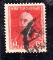 ALBANIA 1939 - 1940 RE VITTORIO EMANUELE II 15q USATO USED OBLITERE' - Albanië