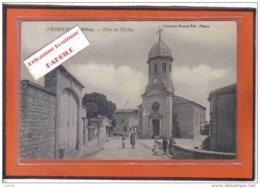 Carte Postale 69. Chiroubles  Place De L'église  Trés Beau Plan - Chiroubles