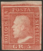 Sicilia, 5 Grana I Tavola Vermiglio Chiaro N.10 Bdf MH * Cv 1500 - Sizilien