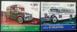 V) 2019 ARGENTINA, OLD BUSES TRANSPORT VINTAGE, EL COLECTIVO, LINE 45-CHEVROLET 1942, LINE 159-MERCEDES BENZ 1961, MNH - Unused Stamps