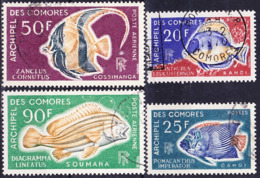 Comores 1968 Poissons Série Complète Mi 88-91, Yv 47-48, A23-A24 Oblitéré O, Je Vends Ma Collection! - Gebraucht