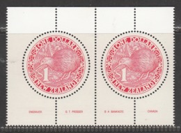 New Zealand, 1991, Kiwi, 2x Circular Stamps, Bird, Birds, MNH** - Kiwi