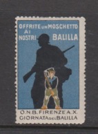 Italy Cinderella Vignetta Erinnofilia  Offrite U Moschetto Ai Nostri Balilla,MNH, - Erinnofilia
