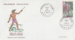 Enveloppe  FDC   1er  Jour    POLYNESIE    Fêtes  Du   Juillet   1967 - FDC