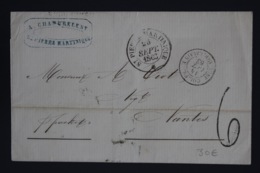 Martinique Cover  St Pierre -> Nantes  1863  Col. Fr. Ang. Calais - Covers & Documents