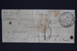 Guadeloupe Letter Pointe-a-Pietre 1852 Cachet Colonies Art 12 En Rouge RR - Covers & Documents