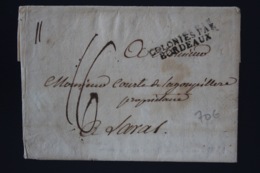 Martinique Letter 1821 Cachet COLONIES PAR/BORDEAUX - Lettres & Documents