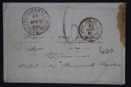 Guyane Cover 1860  Chyenne , France Par Angleterre, COL FR PAR CALAIS - Brieven En Documenten