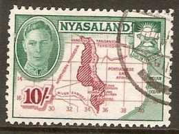 NYASALAND 1945 10s SG 156 FINE USED Cat £22 - Nyassaland (1907-1953)